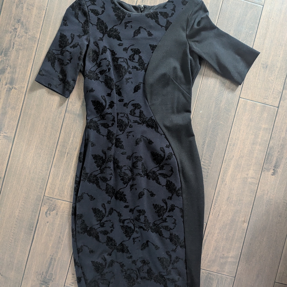 French Connection Black Sheath Dress Short Sleeve Crew Neck
